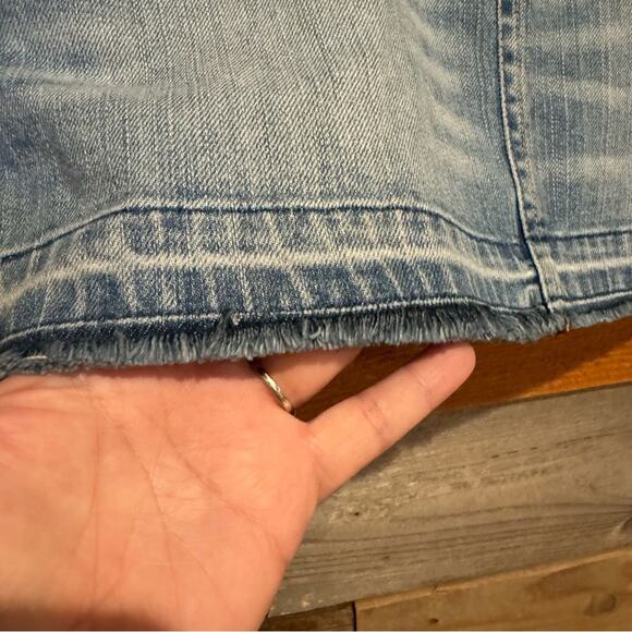 Vintage Y2K Distressed Denim Mini Cut Off Low Rise Skirt by Celebrity Pink Sz 9 - Picture 9 of 14